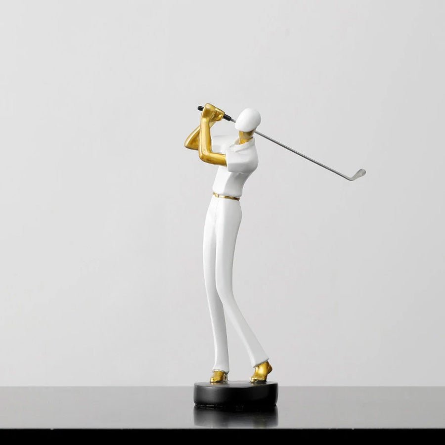 Golfstrike - Elegante Golfer Dekofiguren - Goldakzente für Luxuriöses Wohndesign - Givera DE