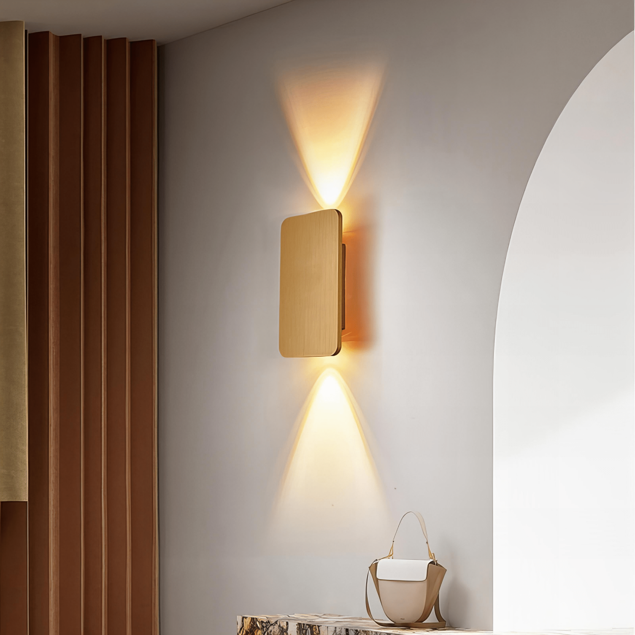 Radiara - Minimalistische LED - Wandleuchte aus Holz mit einstellbarem Licht - Givera DE