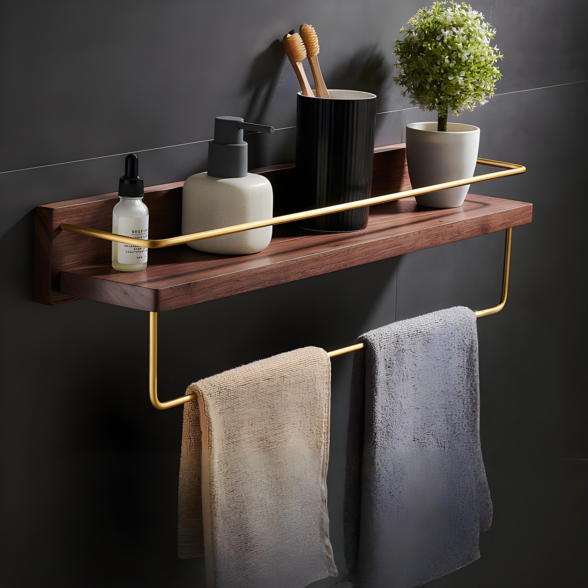 Rein - Elegantes Platzsparendes Wandregal aus Holz für Badezimmer und Wohnräume - Givera DE