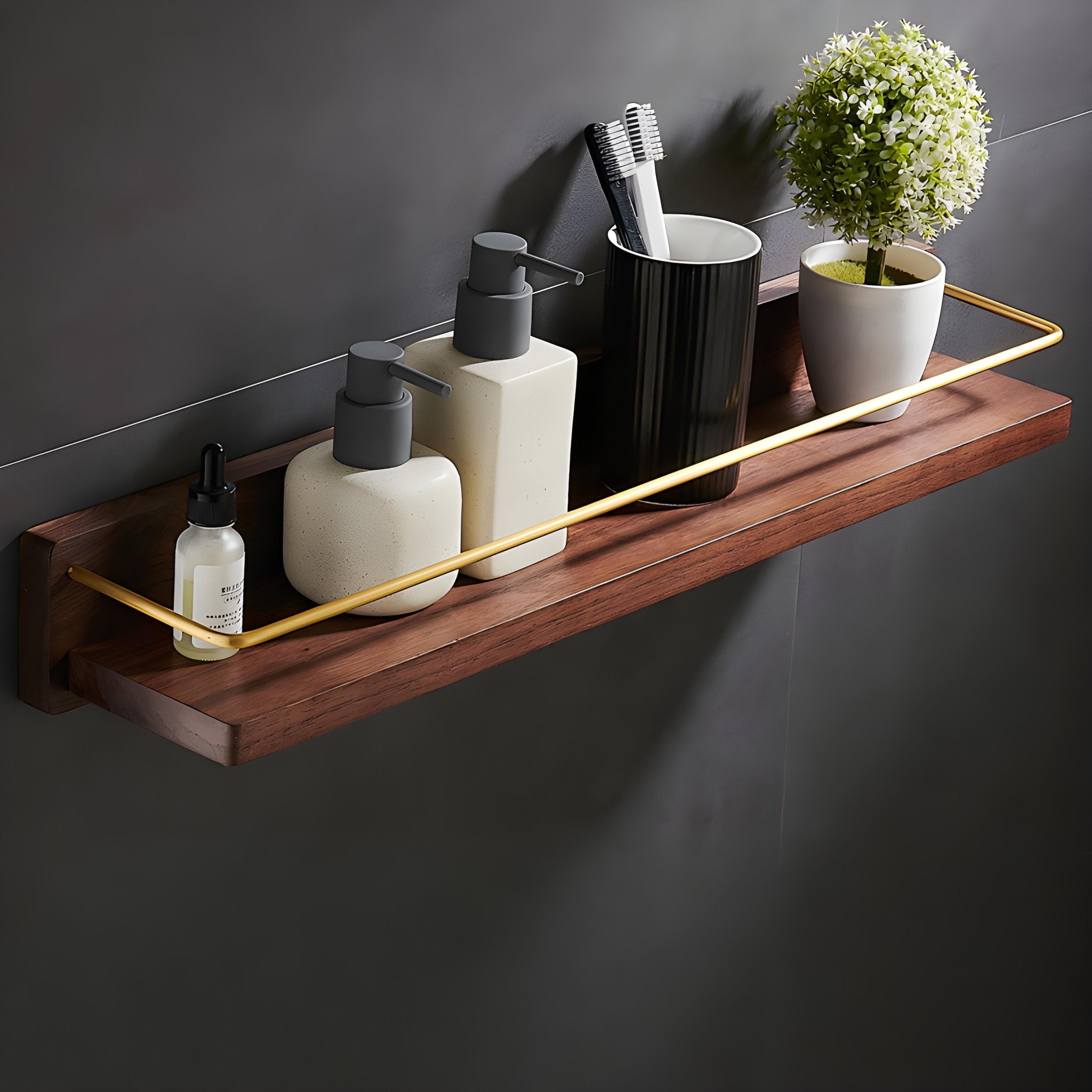 Rein - Elegantes Platzsparendes Wandregal aus Holz für Badezimmer und Wohnräume - Givera DE