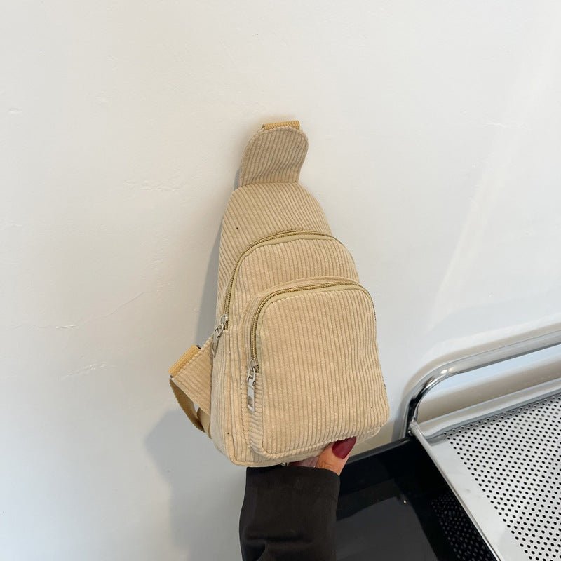 Riva - Vielseitige Cord Crossbody Bag mit Reißverschlussfächern - Givera DE