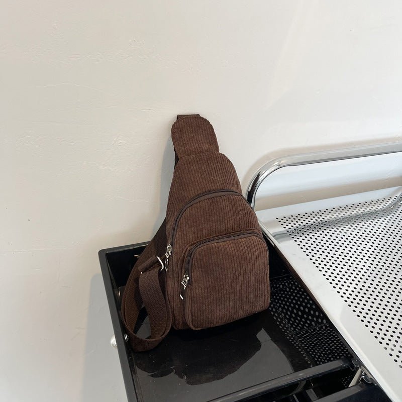 Riva - Vielseitige Cord Crossbody Bag mit Reißverschlussfächern - Givera DE