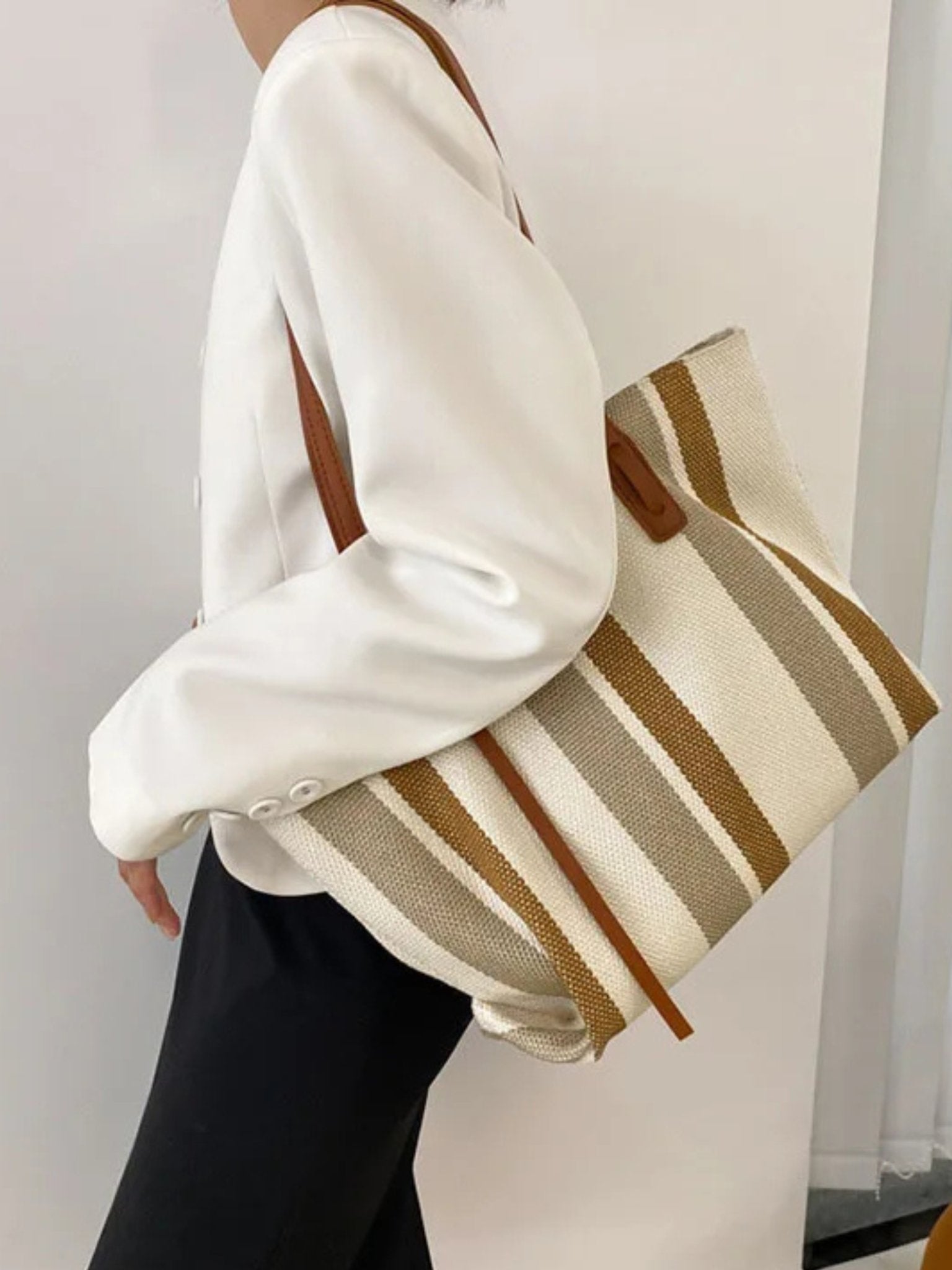 Serenova - Stilvolle Streifen - Canvas - Shopper - Tasche - Givera DE