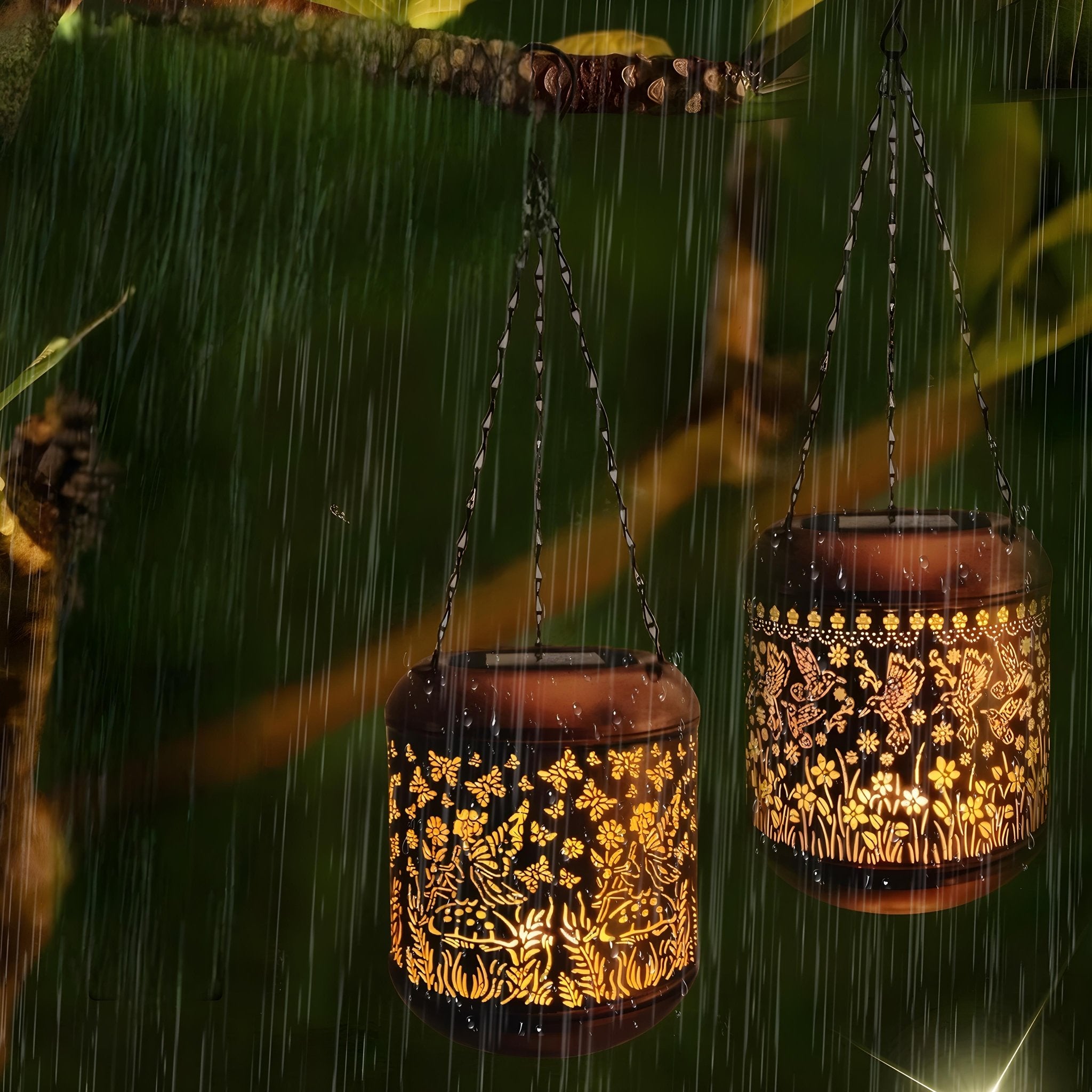 Solvex - Wetterfeste Outdoor - Solarlaterne mit Hummingbird - Muster und IP65 - Schutz für den Garten - Givera DE