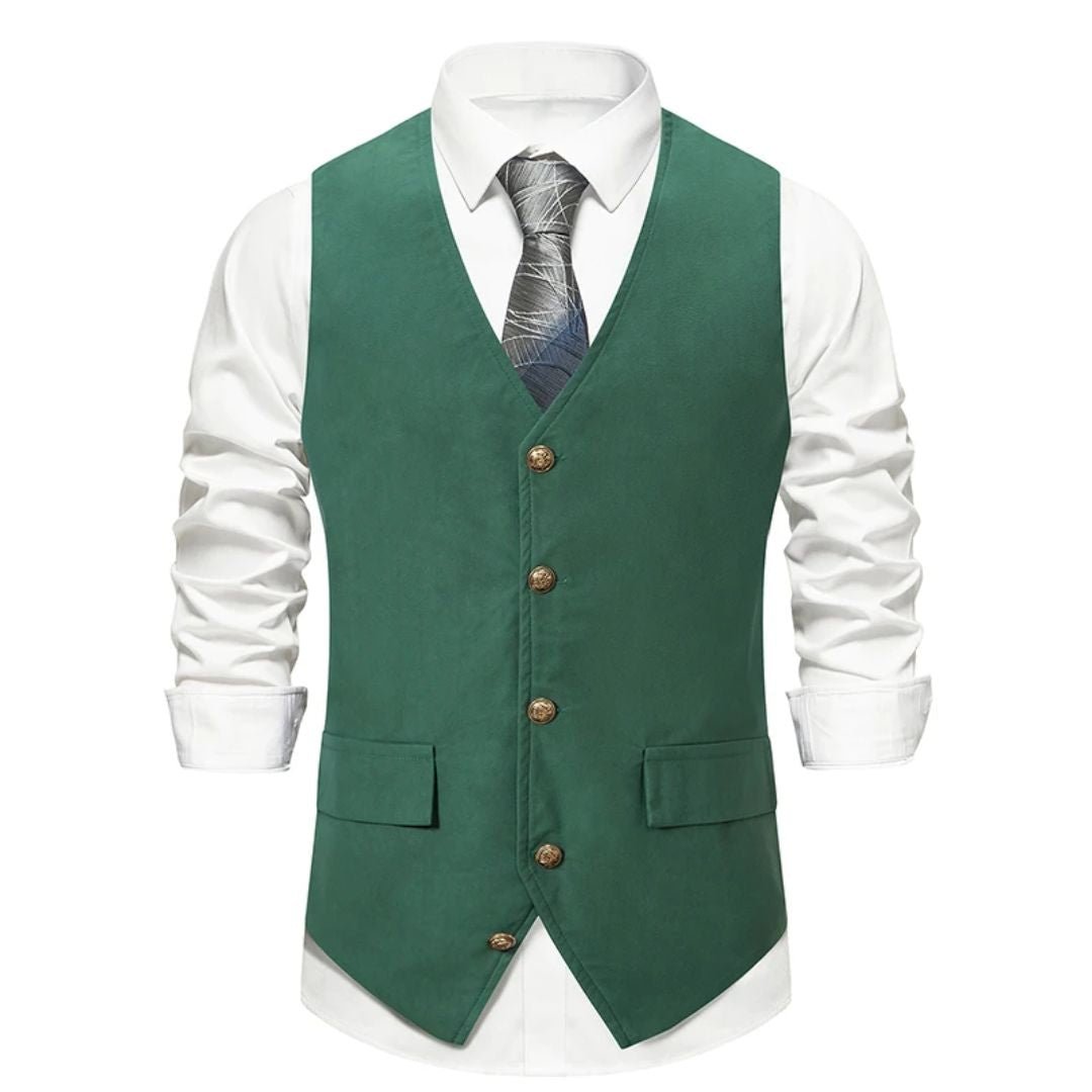 Sven Elegante Weste – Wildleder, Vintage - Grün, Slim Fit Herrenweste - Givera DE