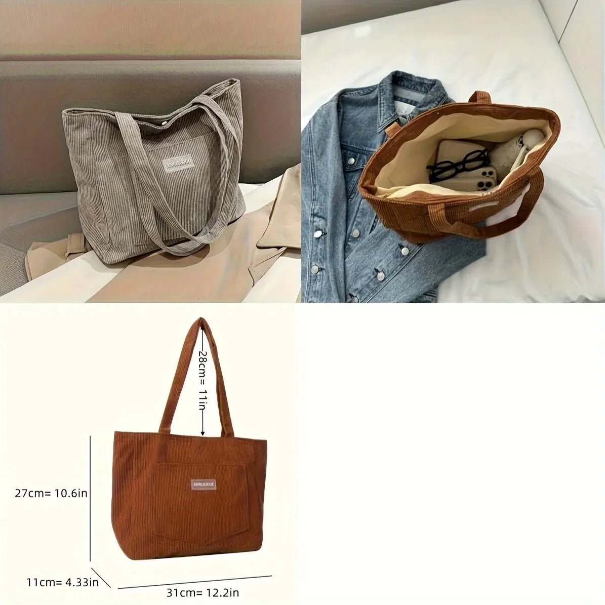 TrendCord – Damen - Tote in Uni - Farben mit viel Platz - Givera DE